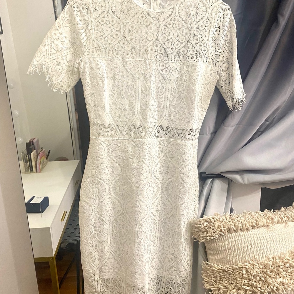 Lulus white lace midi dress